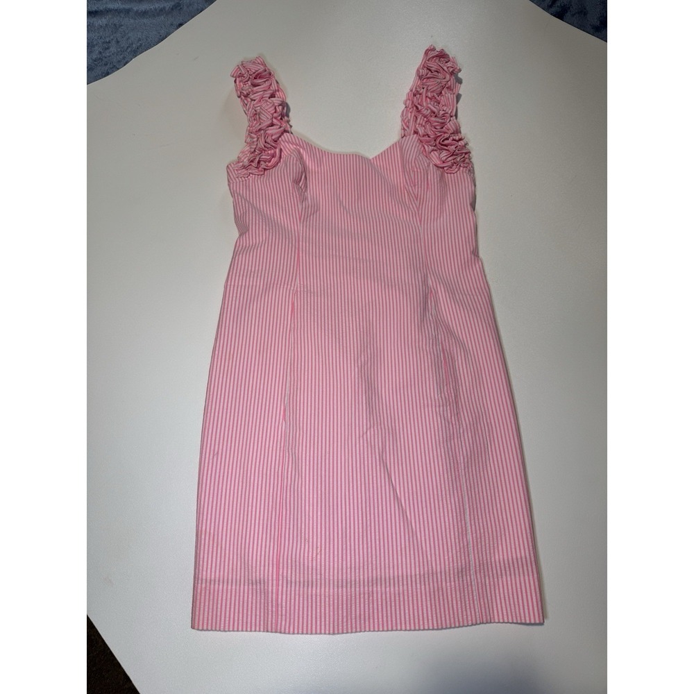 Lilly Pulitzer Mini Dress Size 6, Pink Seersucker Ruffle Straps